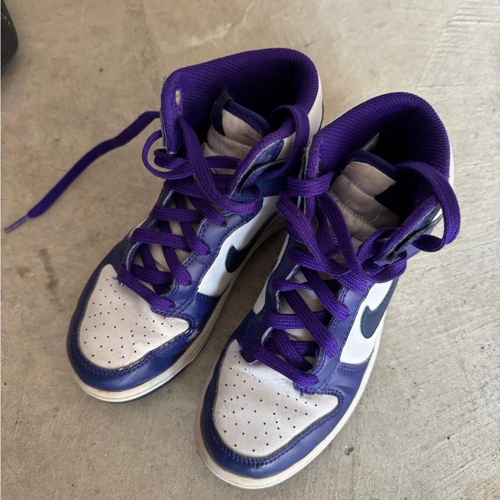 Nike Purple and White High-Top Sneakers